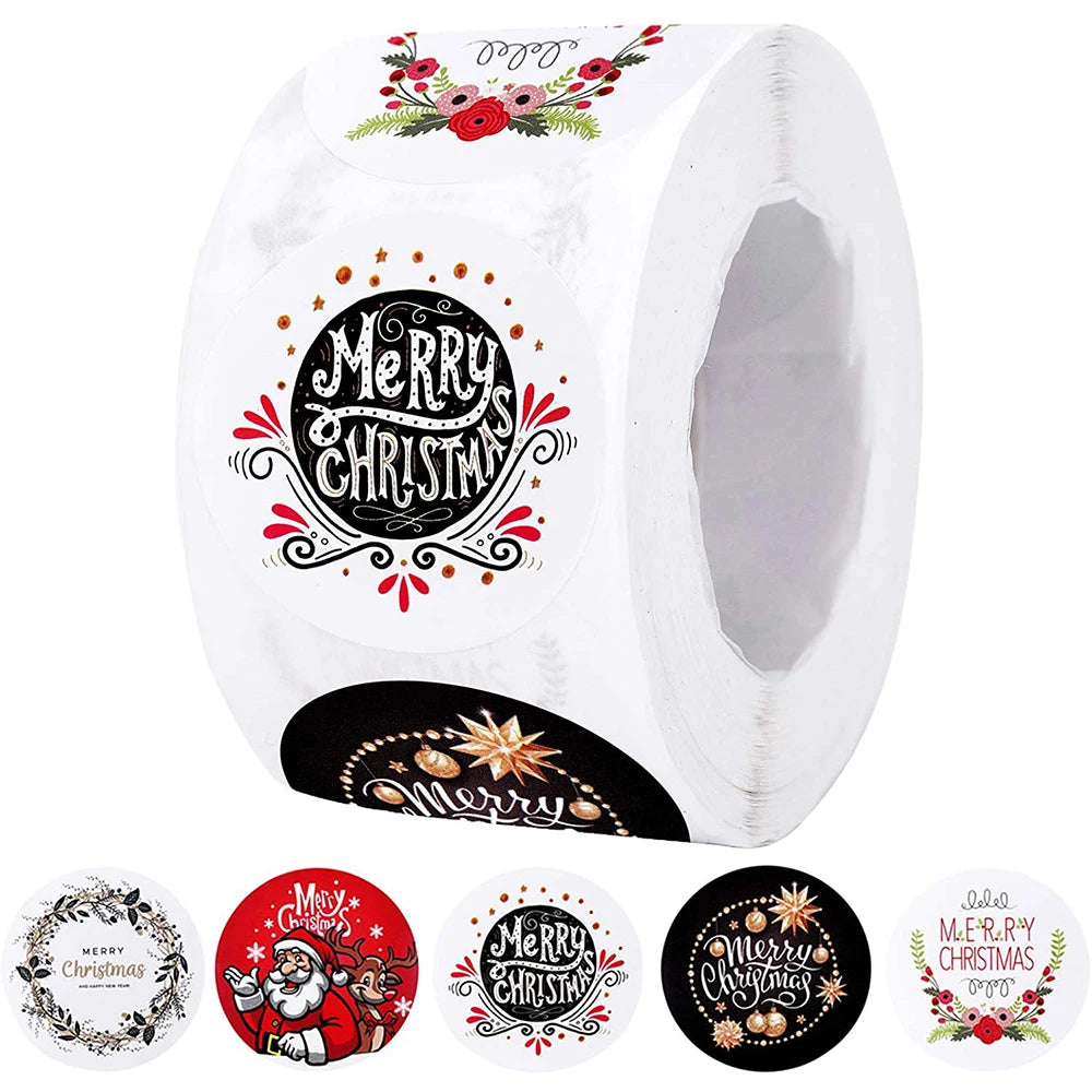 100–500 Christmas Seal Stickers – Round Paper Labels (25mm) for DIY Gift Wrapping, Crafts & Envelope Sealing (2025 Edition)