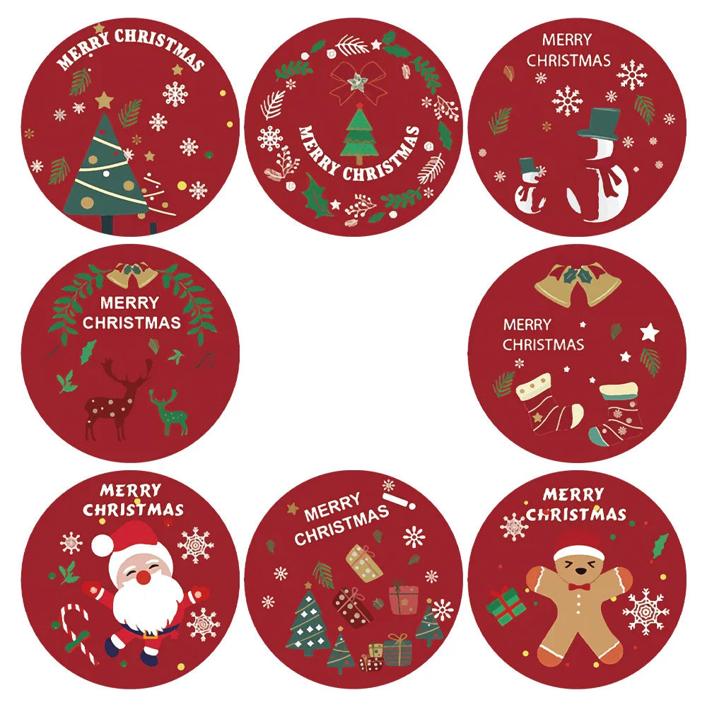 100–500 Christmas Seal Stickers – Round Paper Labels (25mm) for DIY Gift Wrapping, Crafts & Envelope Sealing (2025 Edition)