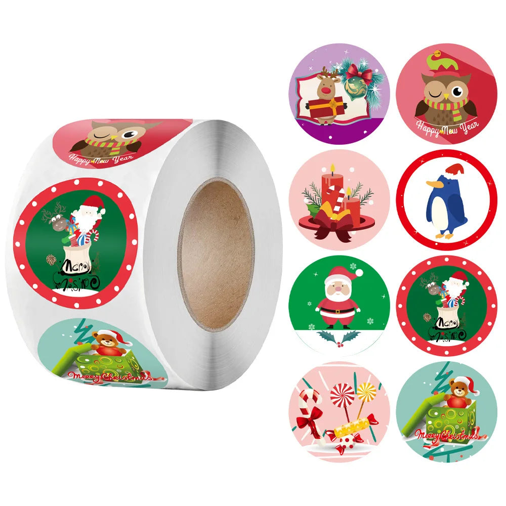 100–500 Christmas Seal Stickers – Round Paper Labels (25mm) for DIY Gift Wrapping, Crafts & Envelope Sealing (2025 Edition)
