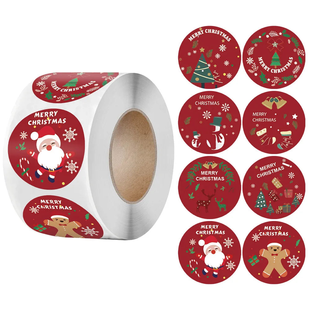 100–500 Christmas Seal Stickers – Round Paper Labels (25mm) for DIY Gift Wrapping, Crafts & Envelope Sealing (2025 Edition)