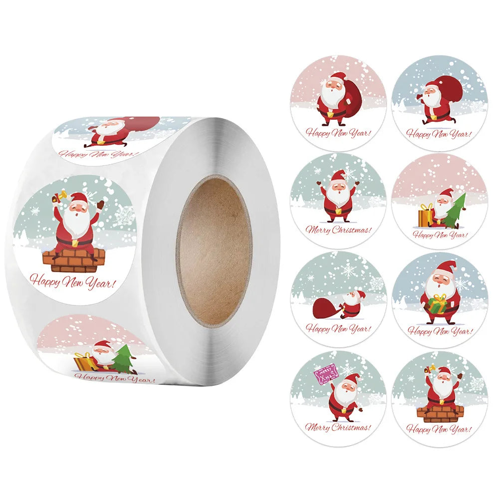 100–500 Christmas Seal Stickers – Round Paper Labels (25mm) for DIY Gift Wrapping, Crafts & Envelope Sealing (2025 Edition)