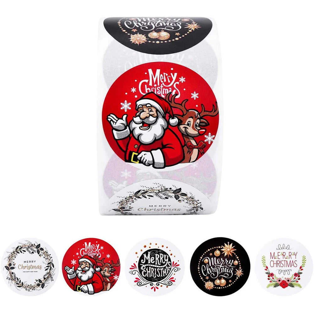 100–500 Christmas Seal Stickers – Round Paper Labels (25mm) for DIY Gift Wrapping, Crafts & Envelope Sealing (2025 Edition)