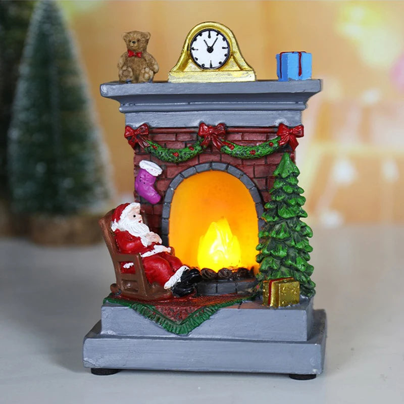 Christmas Glowing Resin Ornament – LED Santa, Snowman & Fireplace Night Light for Holiday Décor & Kids’ Gifts (2025 Edition)