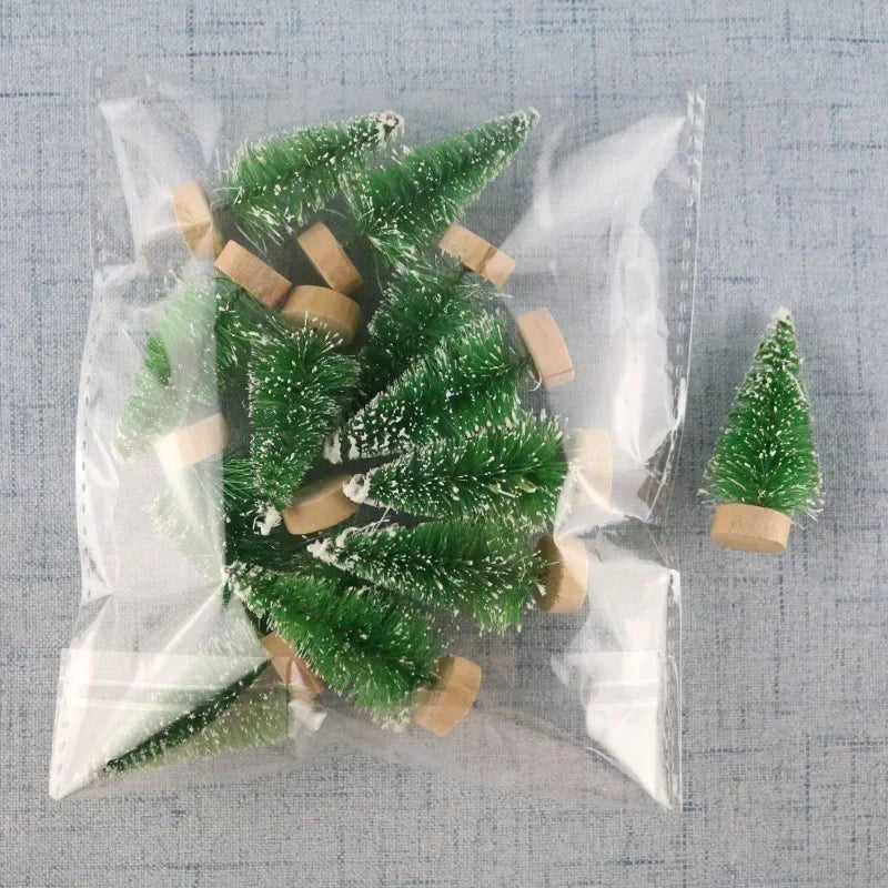 12-Piece Mini Sisal Silk Christmas Trees – 4.5cm Tabletop Ornaments for DIY Crafts, Party Décor & Festive Displays (2025 Edition)