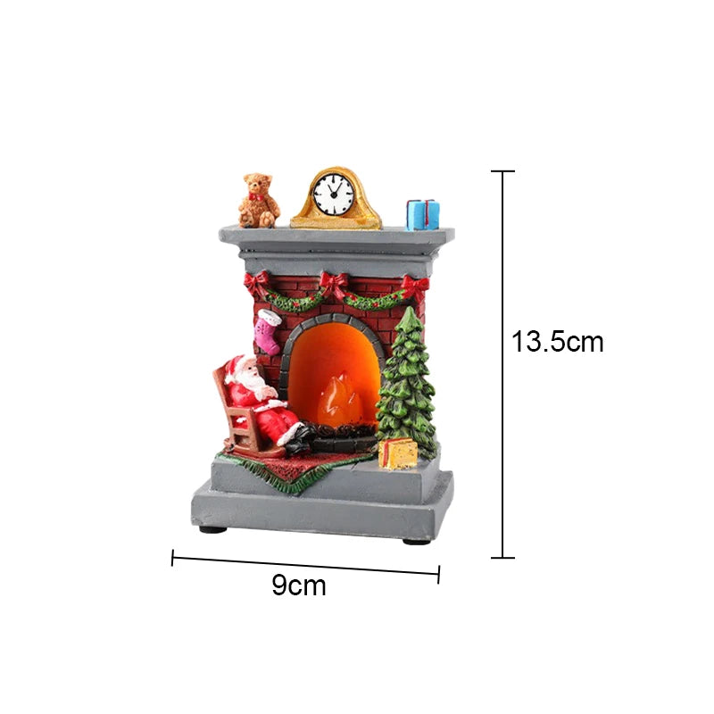 Christmas Glowing Resin Ornament – LED Santa, Snowman & Fireplace Night Light for Holiday Décor & Kids’ Gifts (2025 Edition)