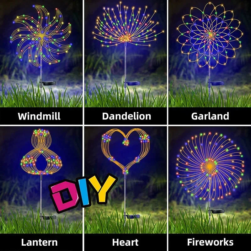 Solar Firework Fairy Lights – 1/2/4-Pack Outdoor LED Garden Decoration with 2 Modes for Christmas, Weddings & Pathway Lighting (2025 Edition)