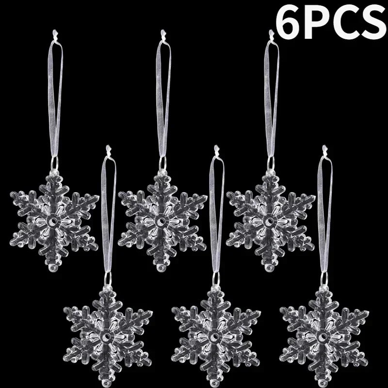 2/12-Piece Acrylic Snowflake & Icicle Ornaments – Crystal Clear Christmas Tree Pendants for Holiday & Winter Party Décor (2025 Edition)