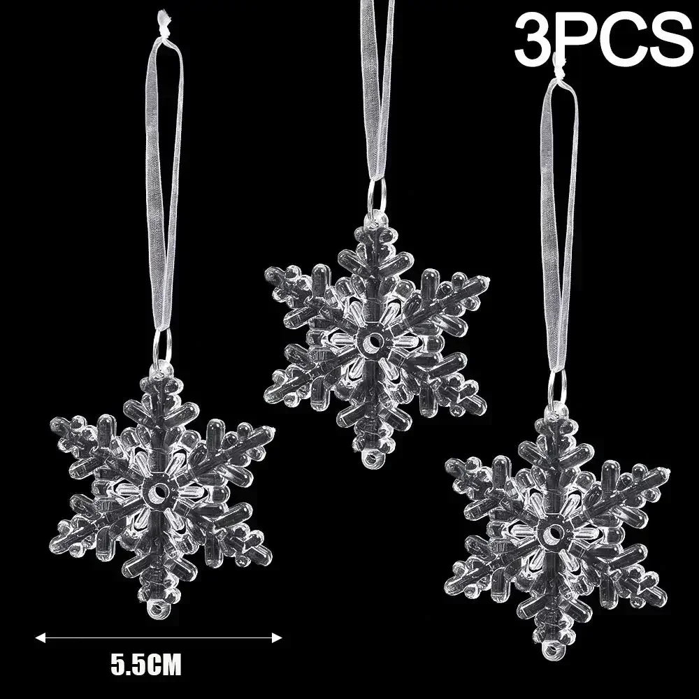 2/12-Piece Acrylic Snowflake & Icicle Ornaments – Crystal Clear Christmas Tree Pendants for Holiday & Winter Party Décor (2025 Edition)