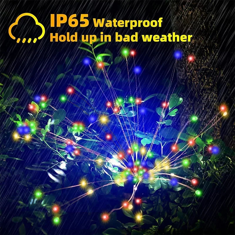 Solar Firework Fairy Lights – 1/2/4-Pack Outdoor LED Garden Decoration with 2 Modes for Christmas, Weddings & Pathway Lighting (2025 Edition)