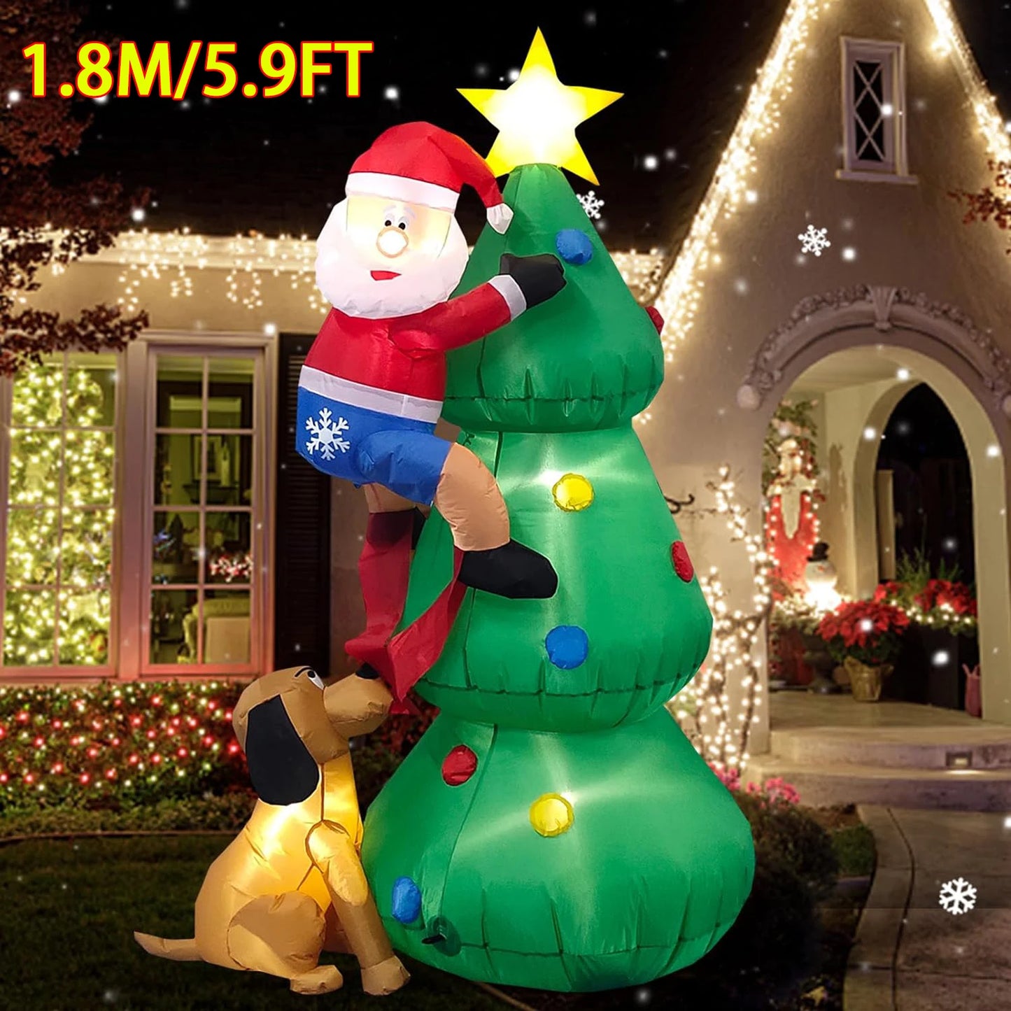Christmas Inflatable Decoration with Built-In LED Lights – Polyester Ornament with UK Plug for Indoor & Outdoor Holiday Displays (2025 Edition)