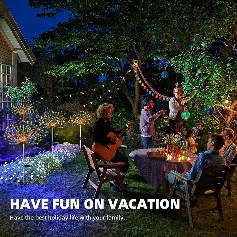 Solar Firework Fairy Lights – 1/2/4-Pack Outdoor LED Garden Decoration with 2 Modes for Christmas, Weddings & Pathway Lighting (2025 Edition)