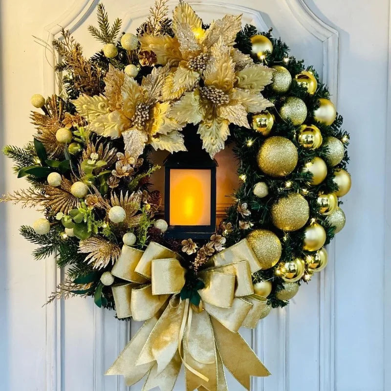 Red & Gold Christmas Wreath – 30–45cm Garland for Front Door, Window & Wall Décor (2025 Edition)