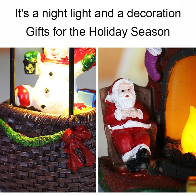 Christmas Glowing Resin Ornament – LED Santa, Snowman & Fireplace Night Light for Holiday Décor & Kids’ Gifts (2025 Edition)