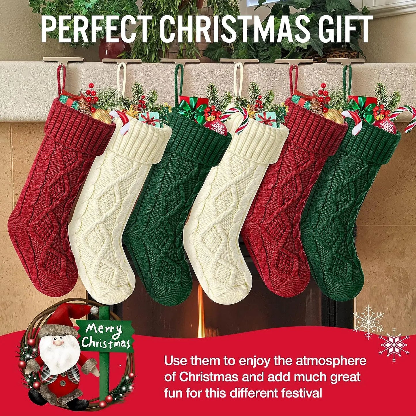 Large Cable Knit Christmas Stockings for Kids – Soft Holiday Decoration for Family Parties & Festive Gifting (2025 Edition)