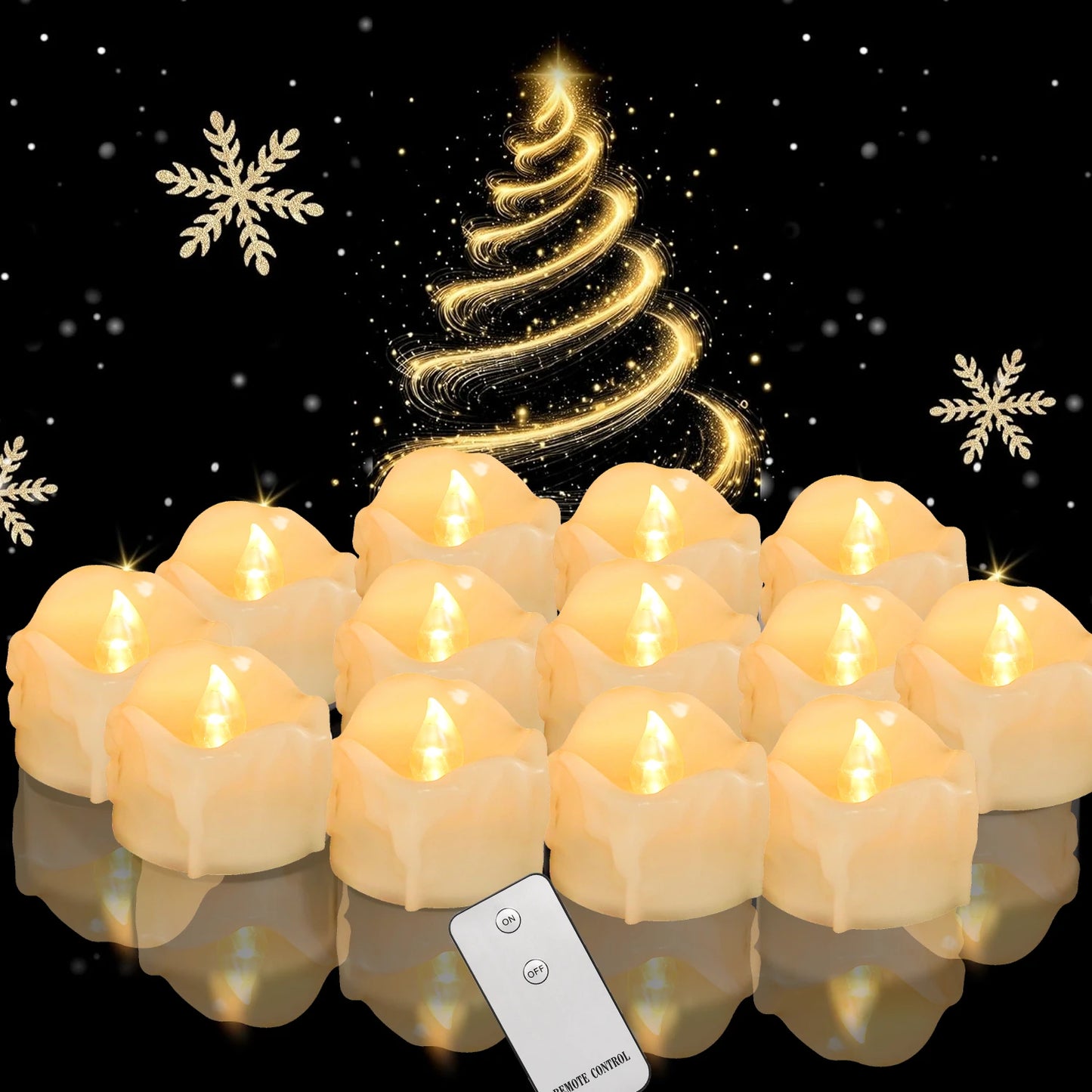 Drip Wax LED Tea Light Candles – Flameless 12/24-Pack with Remote & Auto Timer for Christmas, Halloween & Home Décor (2025 Edition)