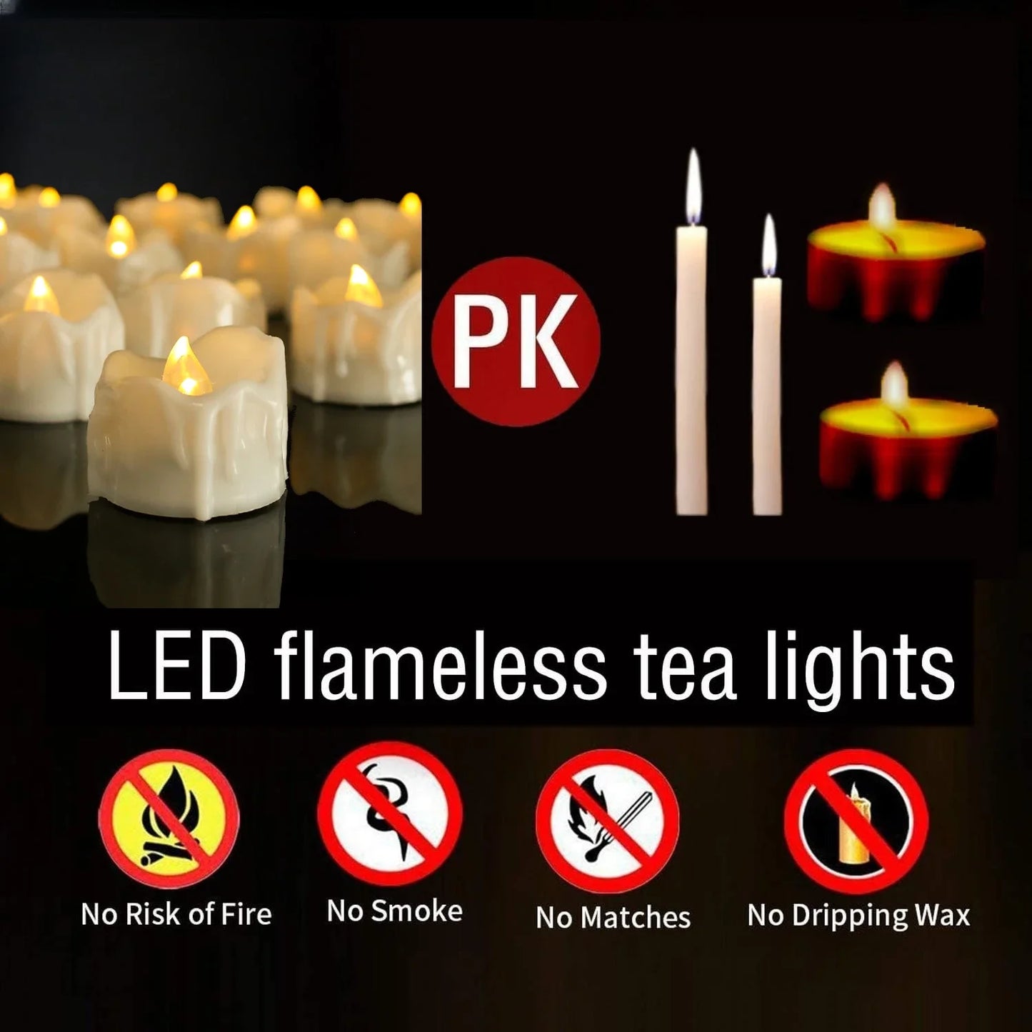 Drip Wax LED Tea Light Candles – Flameless 12/24-Pack with Remote & Auto Timer for Christmas, Halloween & Home Décor (2025 Edition)