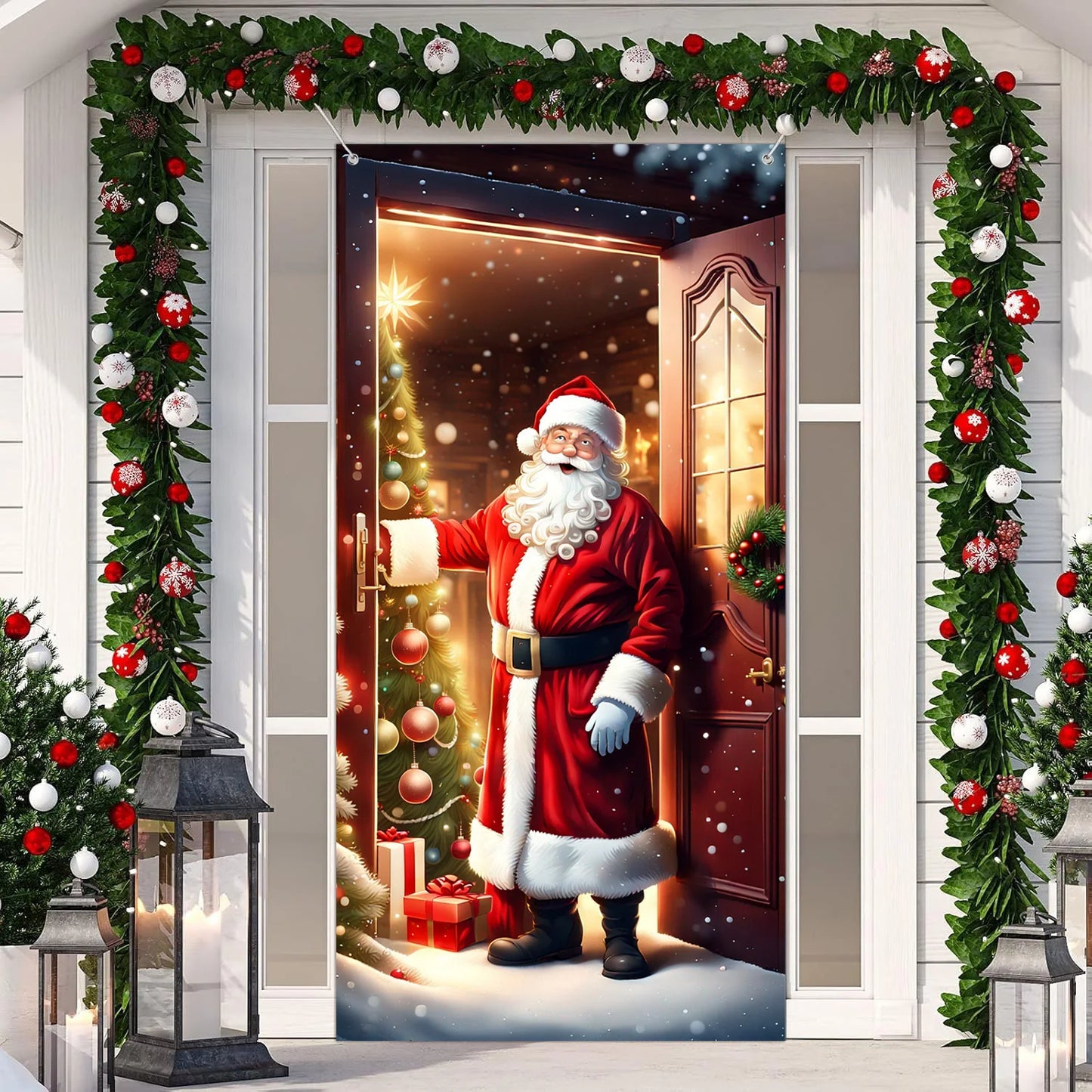 Santa Claus Background Decoration – Durable Polyester Fabric Backdrop for Indoor/Outdoor Christmas & New Year Styling (2025 Edition)