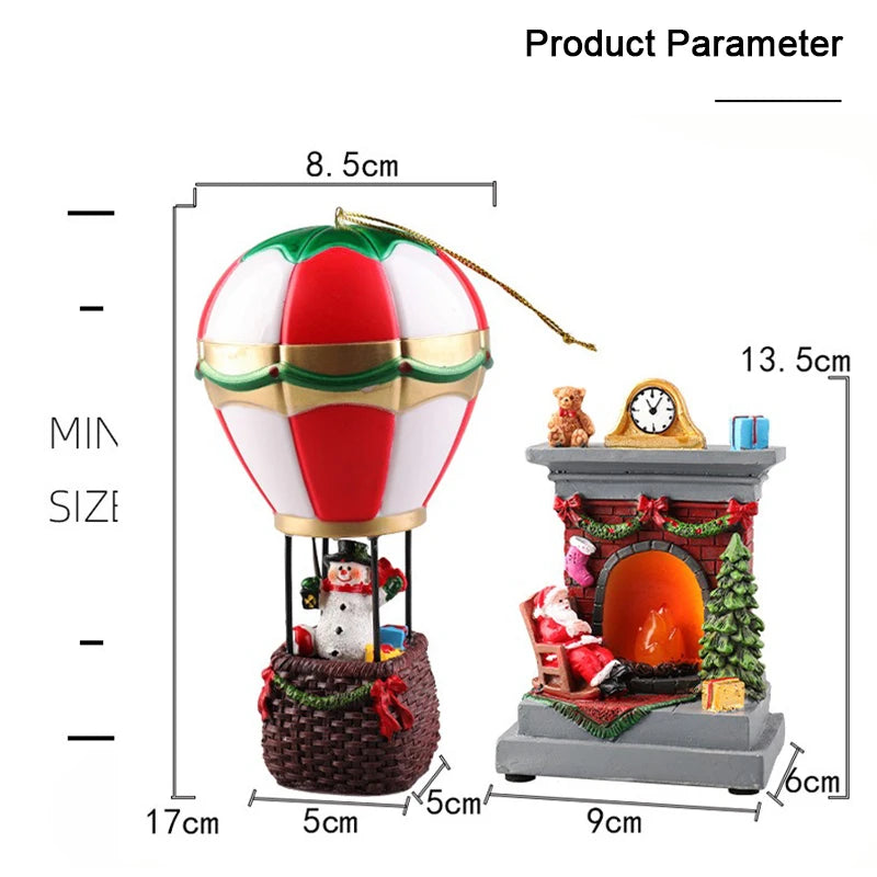 Christmas Glowing Resin Ornament – LED Santa, Snowman & Fireplace Night Light for Holiday Décor & Kids’ Gifts (2025 Edition)