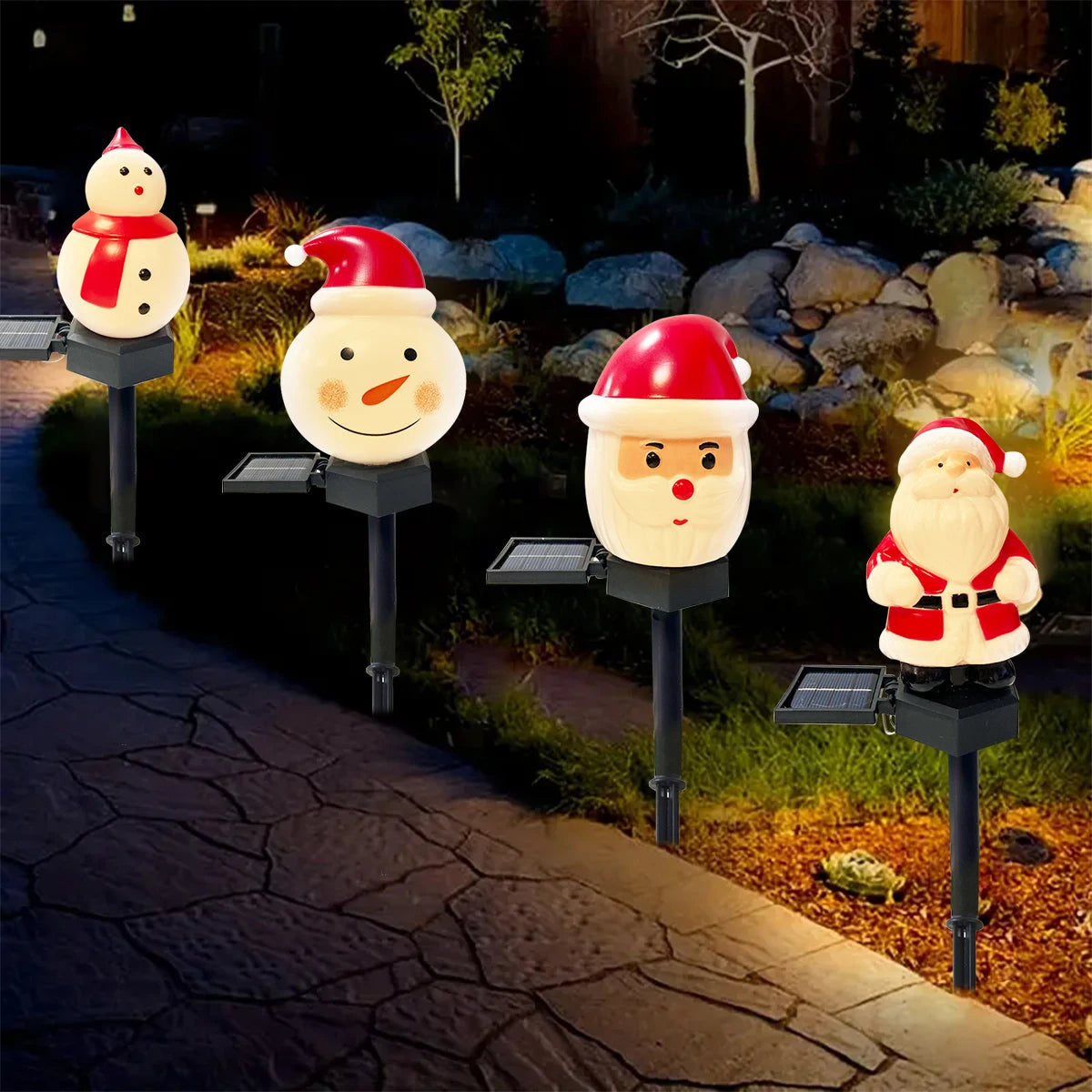 Solar-Powered Santa & Snowman Garden Light – Waterproof Christmas Lawn Stake for Outdoor Décor (2025 Edition)
