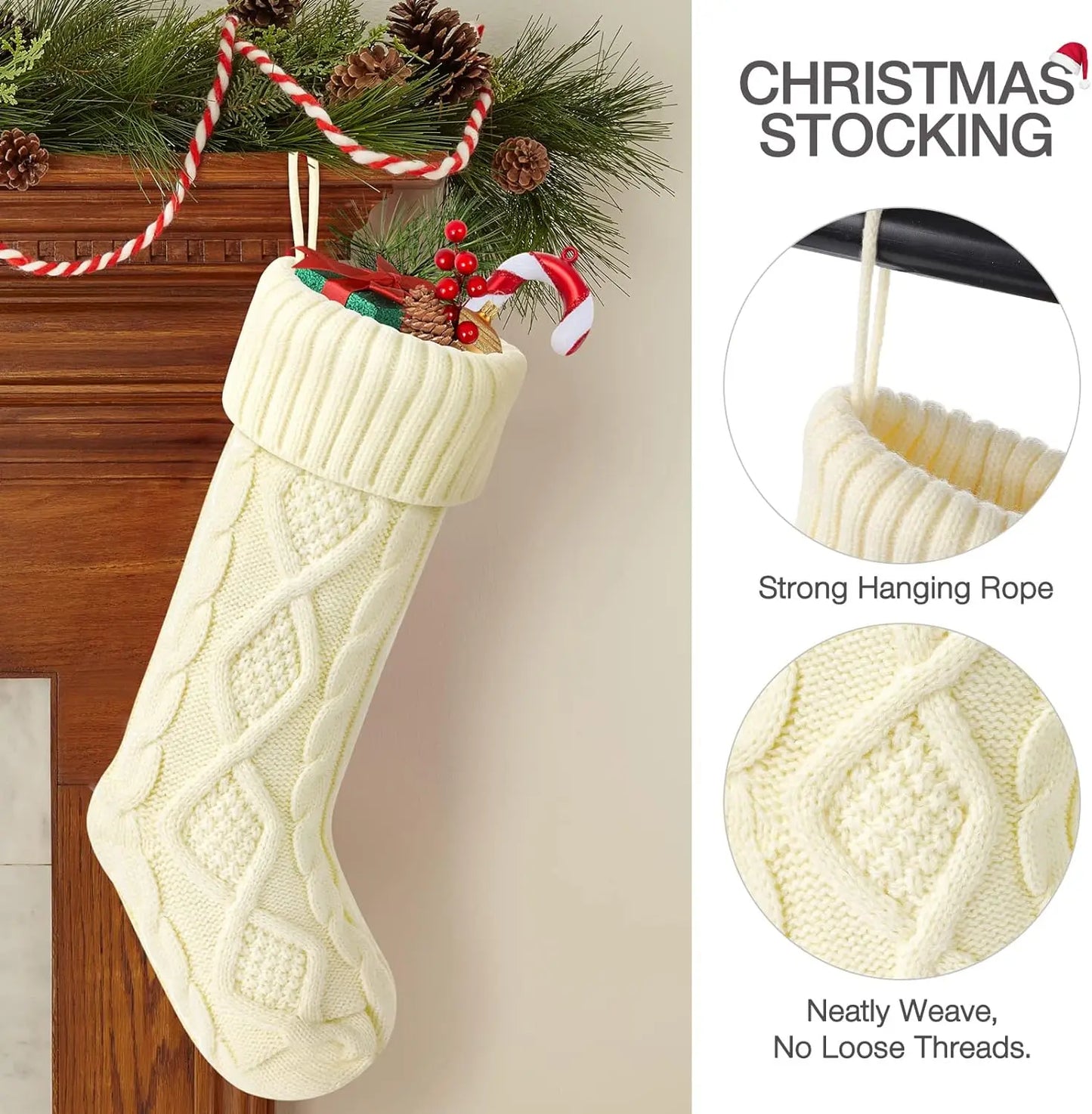 Large Cable Knit Christmas Stockings for Kids – Soft Holiday Decoration for Family Parties & Festive Gifting (2025 Edition)