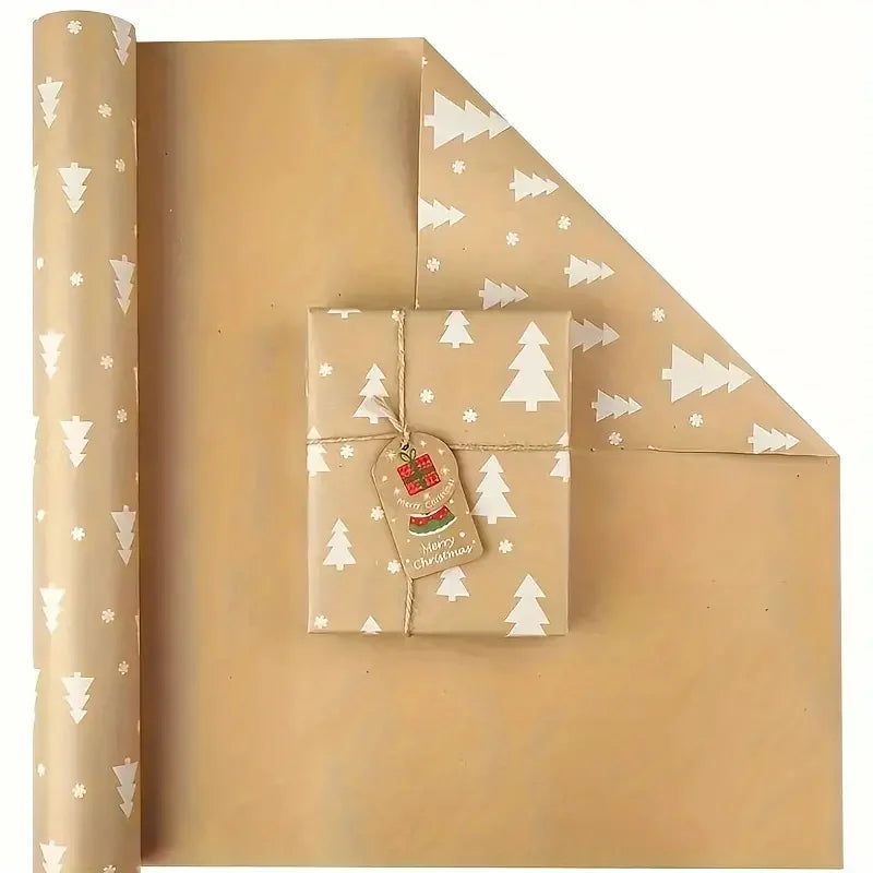 Christmas Gift Wrapping Paper Roll β Snowflake & Tree Pattern (16.9" Γ 590") Eco-Friendly Holiday Packaging for Presents (2025 Edition)