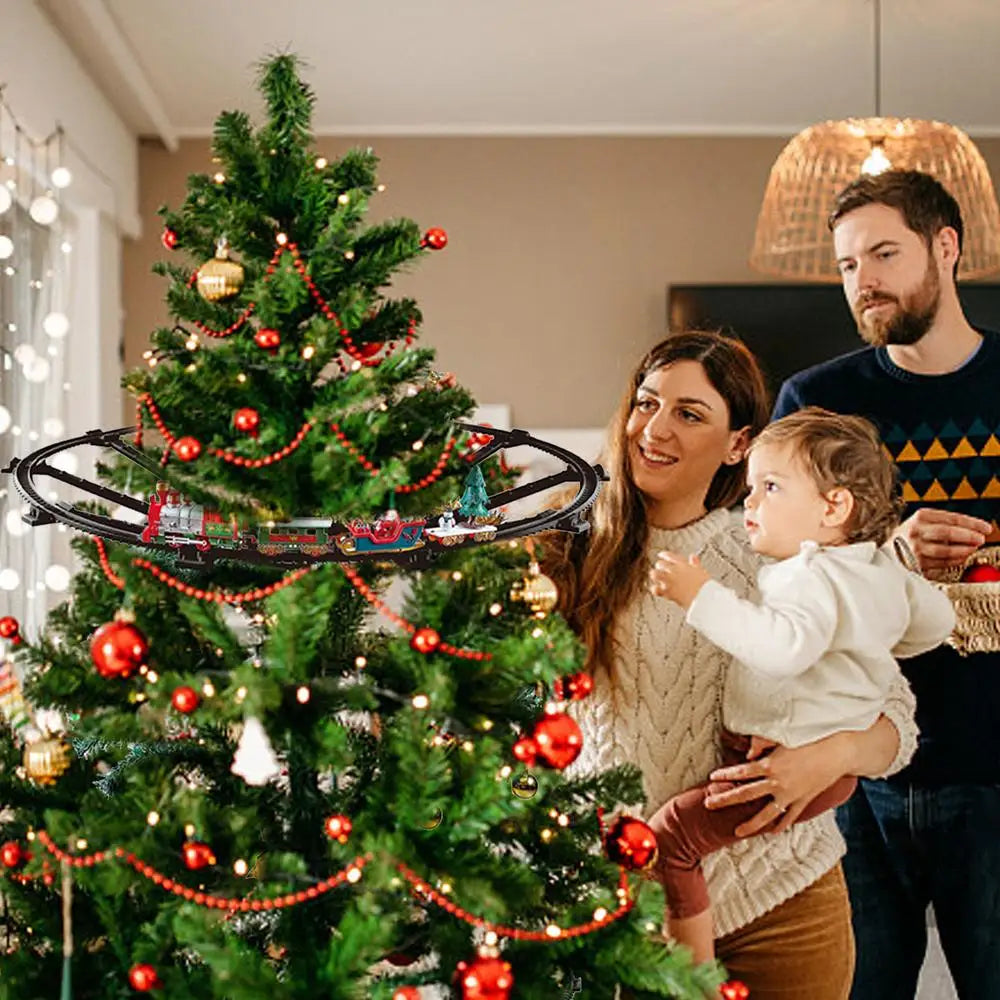 Battery-Operated Christmas Train Set – Sound & Light Railway Toy for Tree Decoration & Festive Play (2025 Edition)