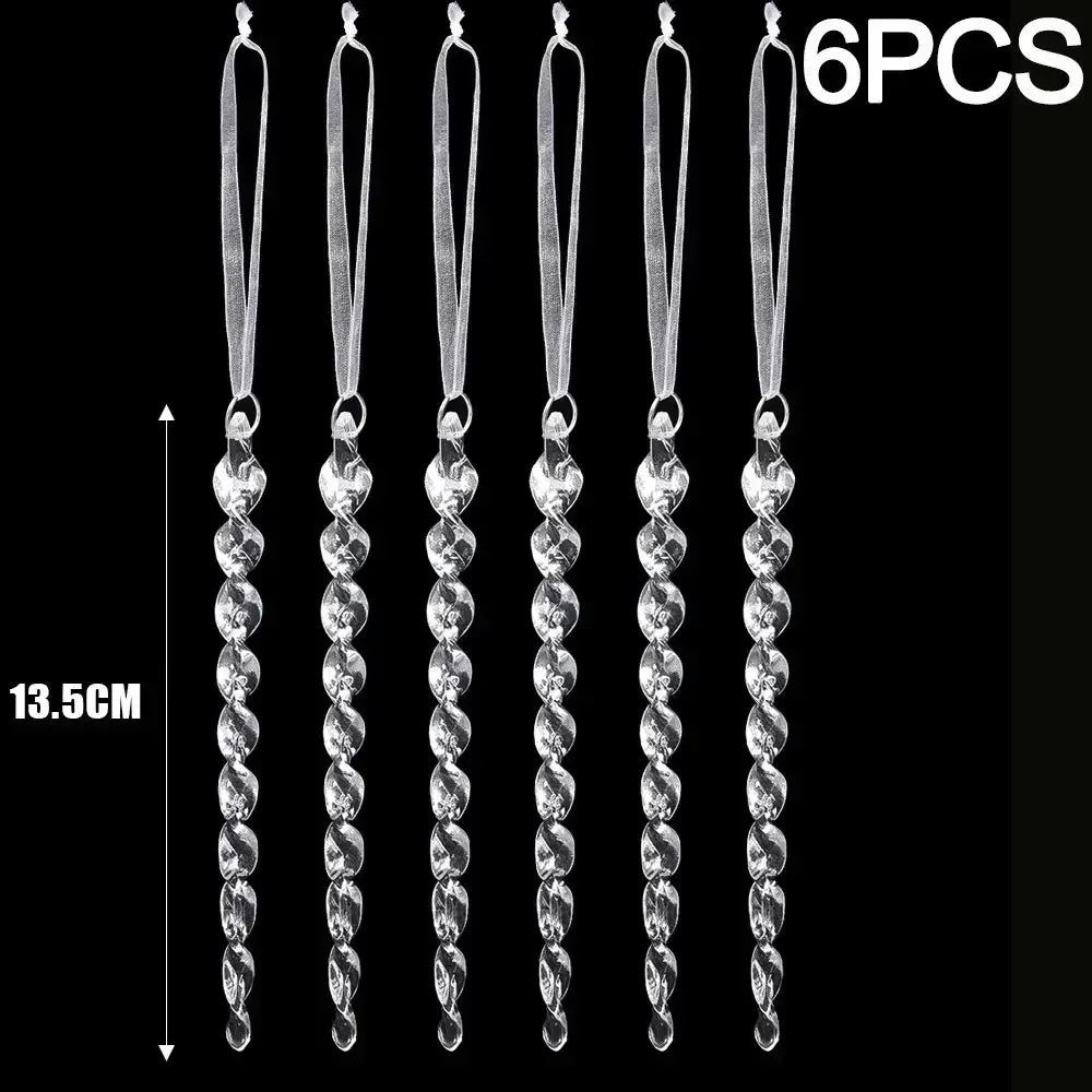 2/12-Piece Acrylic Snowflake & Icicle Ornaments – Crystal Clear Christmas Tree Pendants for Holiday & Winter Party Décor (2025 Edition)