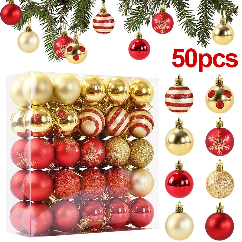 50-Piece Christmas Ball Ornaments – Boxed Hanging Tree Pendants for Holiday Décor, Parties & Gifting (2025 Edition)
