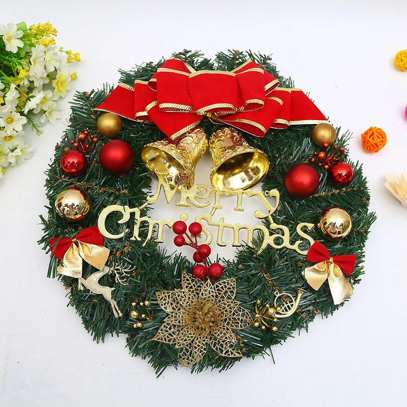 30cm White Wooden Christmas Wreath – Handmade Rattan Garland for Front Door, Window & Indoor Holiday Décor (2025 Edition)