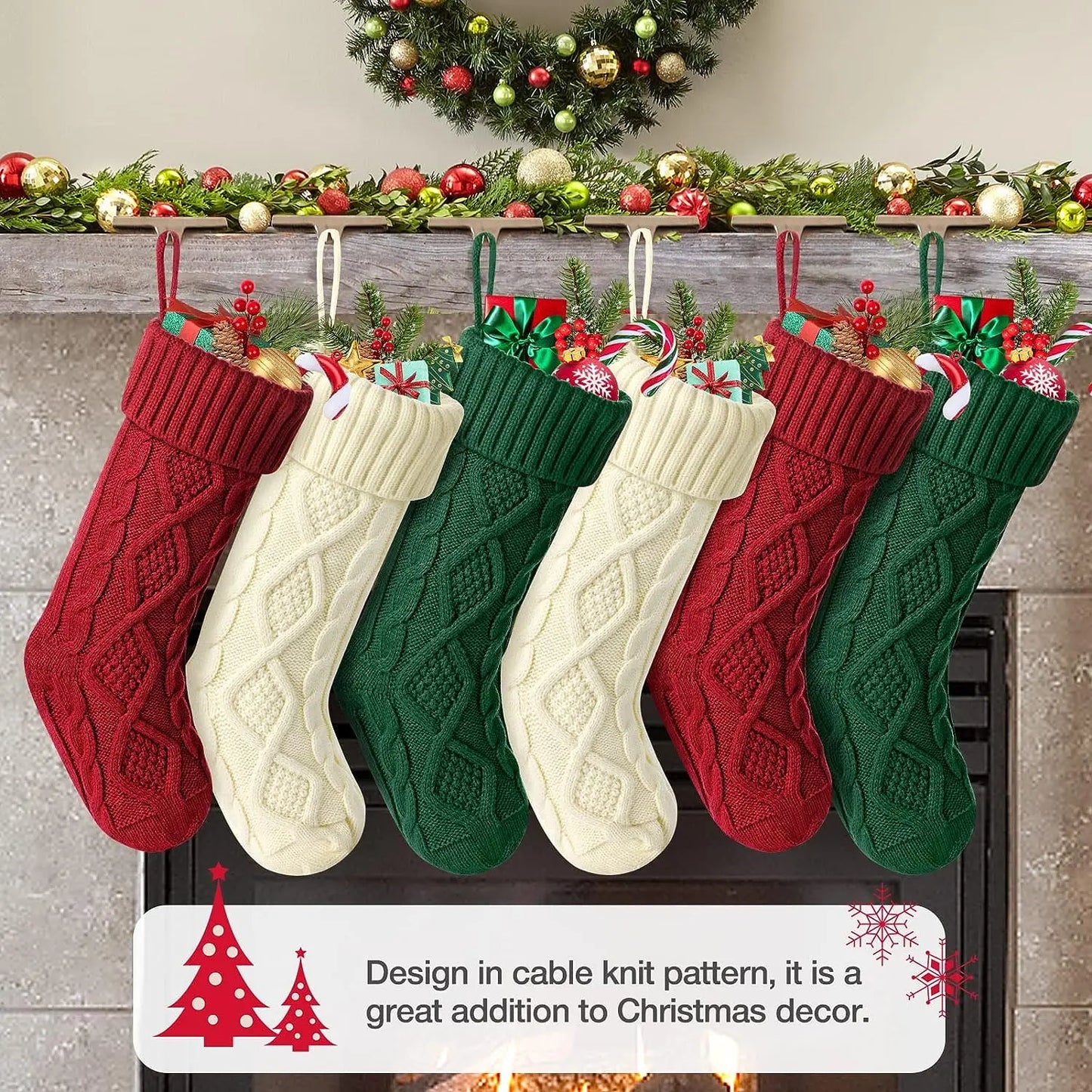 Large Cable Knit Christmas Stockings for Kids – Soft Holiday Decoration for Family Parties & Festive Gifting (2025 Edition)