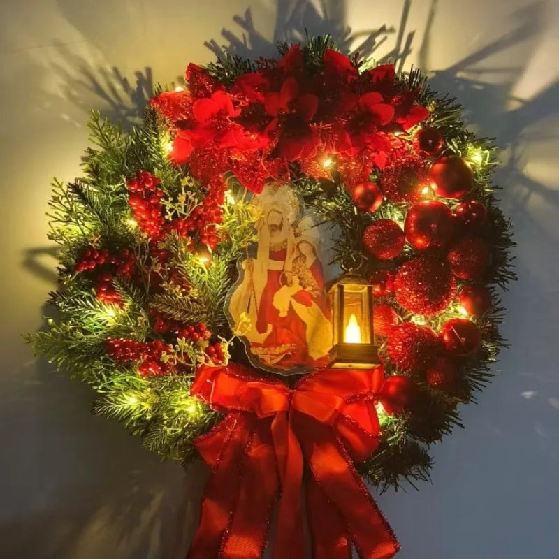 Red & Gold Christmas Wreath – 30–45cm Garland for Front Door, Window & Wall Décor (2025 Edition)