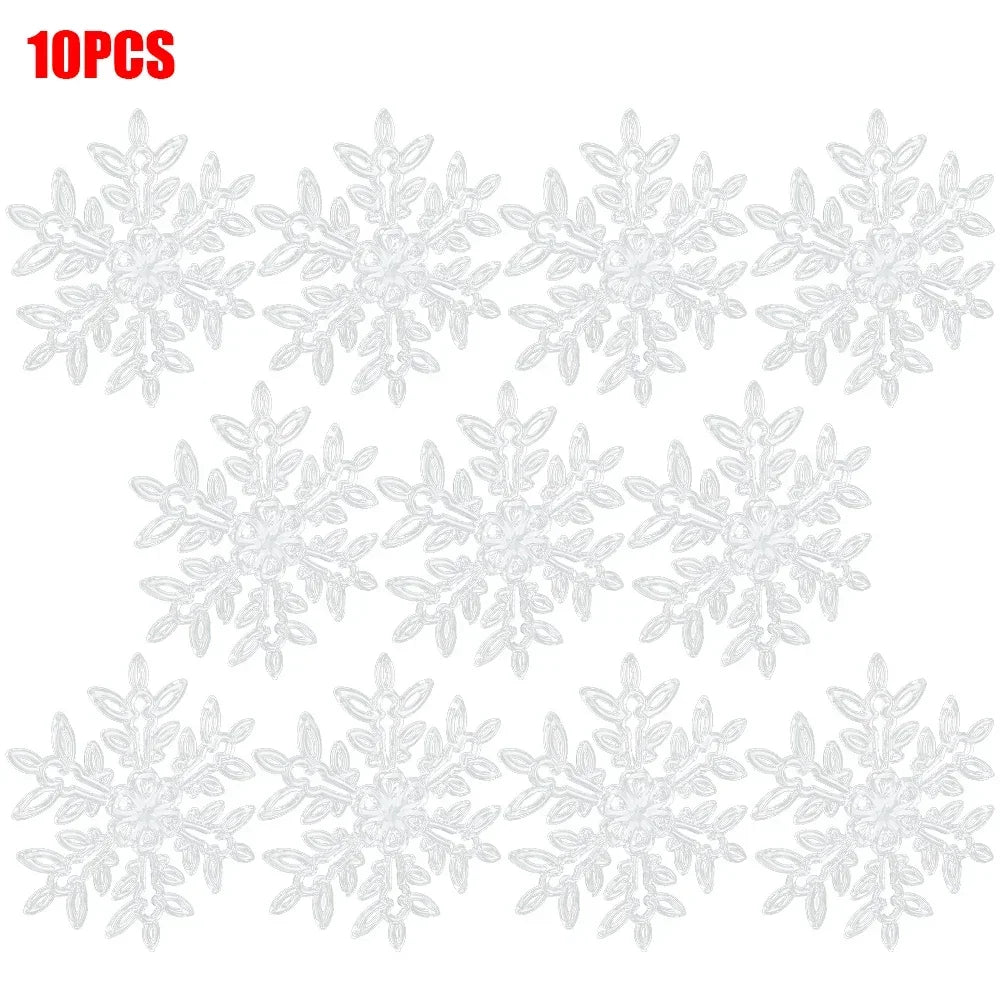 10-Piece Acrylic Snowflake Pendants – Transparent Crystal Ornaments for Christmas Tree & New Year Home Décor (2025 Edition)