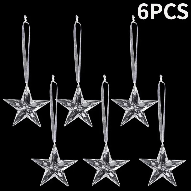 2/12-Piece Acrylic Snowflake & Icicle Ornaments – Crystal Clear Christmas Tree Pendants for Holiday & Winter Party Décor (2025 Edition)