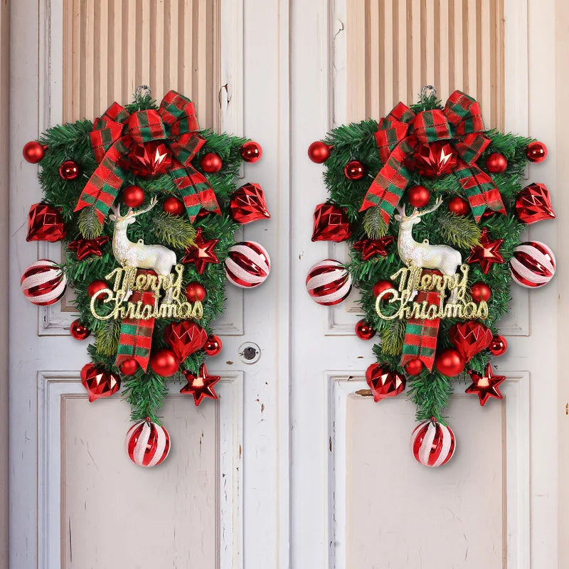 Upside-Down Christmas Tree Decoration with Red Fruit – Elk-Inspired Hanging Ornament for Door & Outdoor Yard Display (2025 Edition)