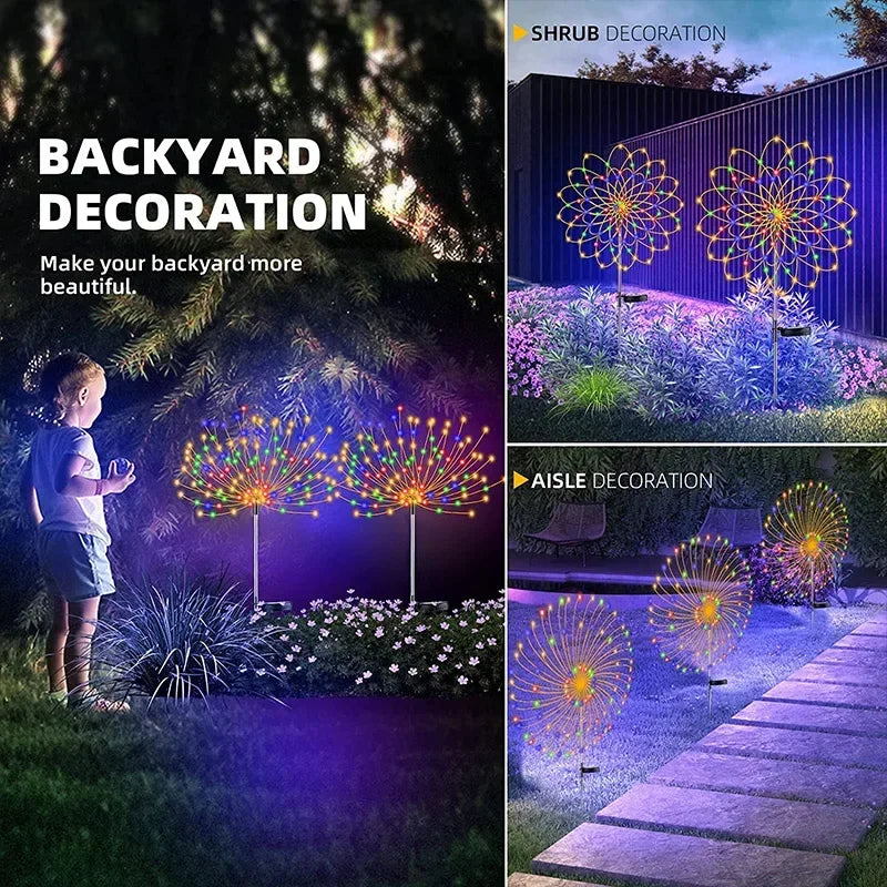 Solar Firework Fairy Lights – 1/2/4-Pack Outdoor LED Garden Decoration with 2 Modes for Christmas, Weddings & Pathway Lighting (2025 Edition)