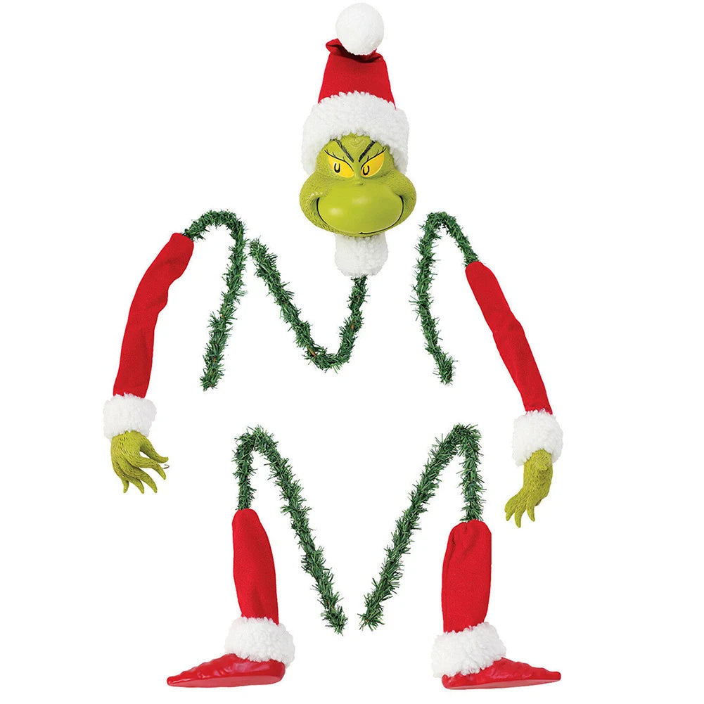 Tree Topper Set – Stuffed Grinch-Inspired Head, Arms & Legs Garland Ornaments for Christmas Tree Décor (2025 Edition)