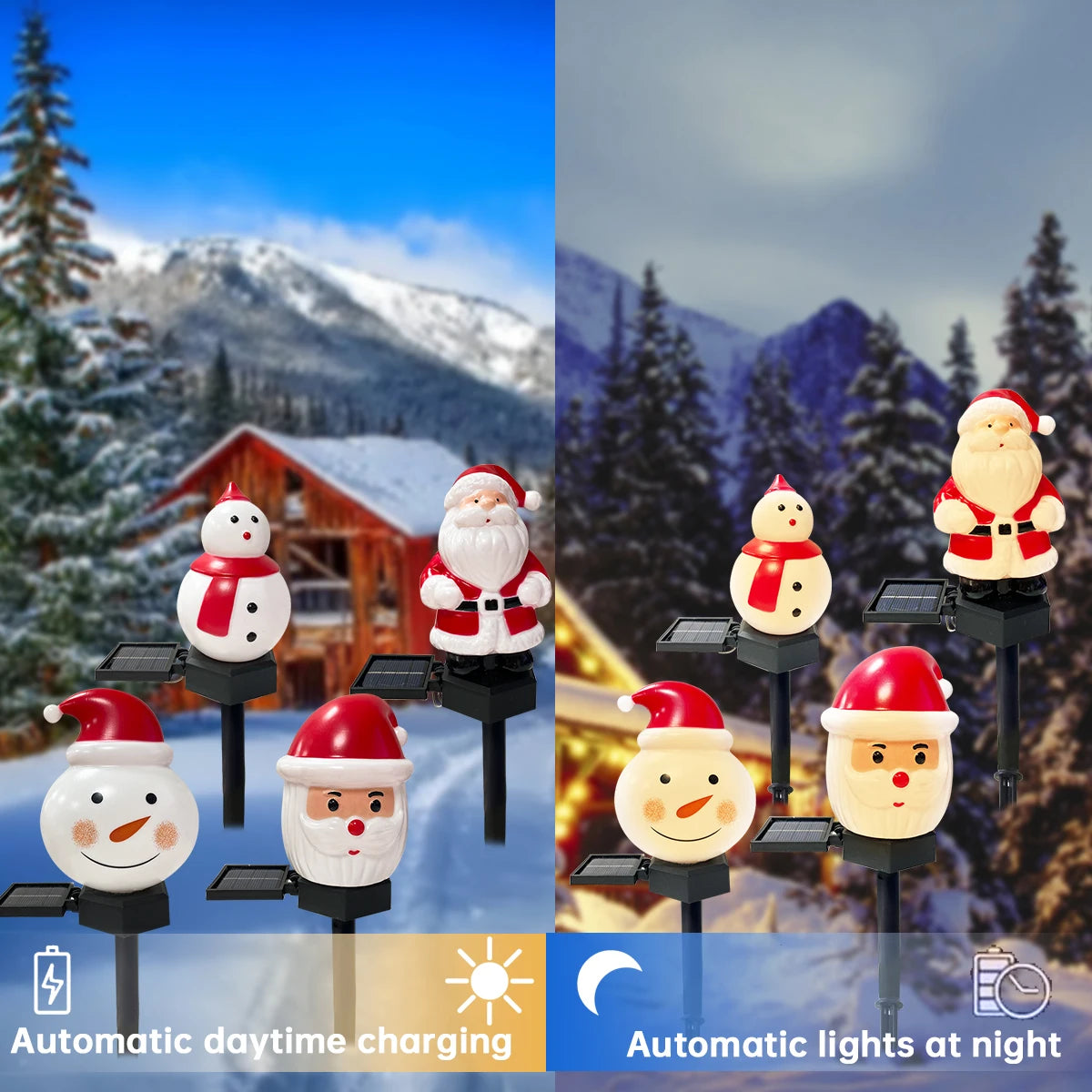 Solar-Powered Santa & Snowman Garden Light – Waterproof Christmas Lawn Stake for Outdoor Décor (2025 Edition)