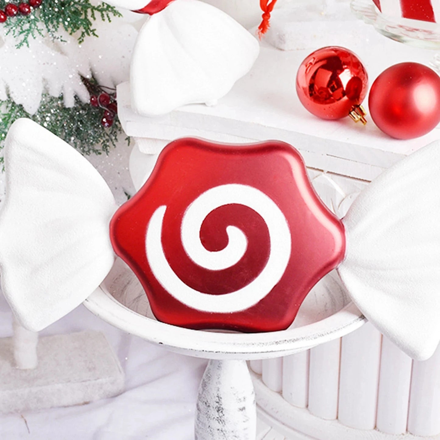 1 or 4-Piece Large Red Candy Cane Christmas Ball Ornaments – Hanging Tree Pendants for Holiday Décor & Gifting (2025 Edition)