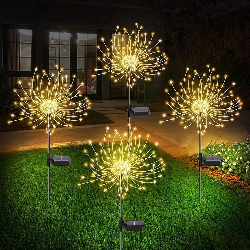 Solar Firework Fairy Lights – 1/2/4-Pack Outdoor LED Garden Decoration with 2 Modes for Christmas, Weddings & Pathway Lighting (2025 Edition)