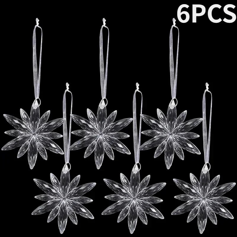 2/12-Piece Acrylic Snowflake & Icicle Ornaments – Crystal Clear Christmas Tree Pendants for Holiday & Winter Party Décor (2025 Edition)