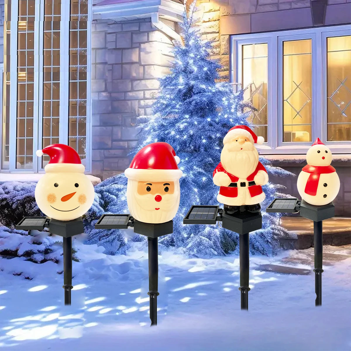 Solar-Powered Santa & Snowman Garden Light – Waterproof Christmas Lawn Stake for Outdoor Décor (2025 Edition)