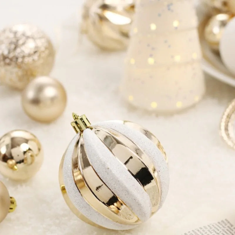 65-Piece Champagne Gold Christmas Ball Ornaments – Matte, Glossy & Textured Tree Decorations with Mixed Shapes & “Merry Christmas” Accents (2025 Edition)