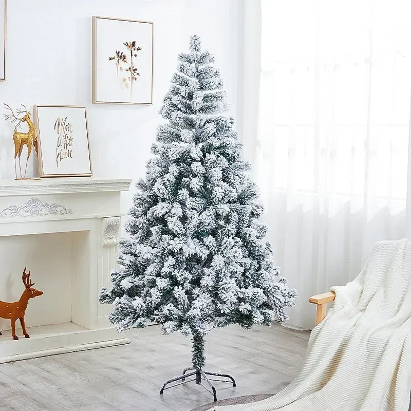 White Christmas Tree with Tree Skirt – 600-Tip Snowy PVC Decoration for Homes, Stores & Seasonal Gifting (2025 Edition)