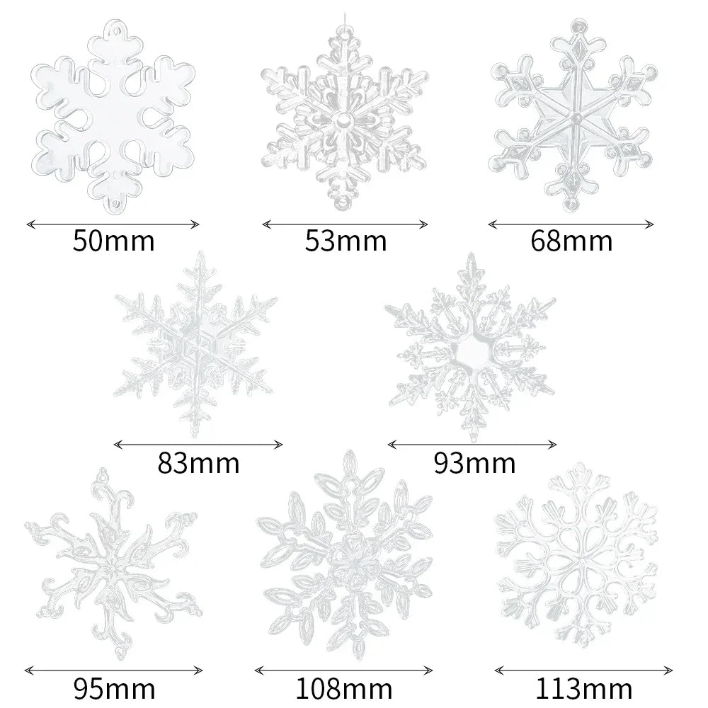 10-Piece Acrylic Snowflake Pendants – Transparent Crystal Ornaments for Christmas Tree & New Year Home Décor (2025 Edition)