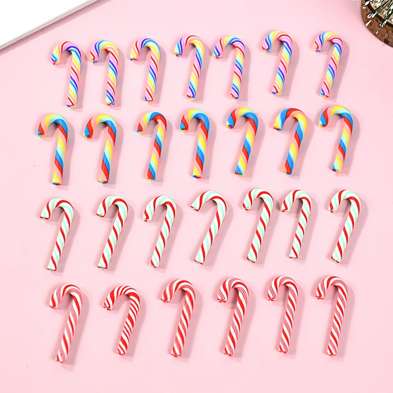 10/30/50 Mini Candy Cane Ornaments – Red & White Resin Pendants for Christmas Crafts, Tree Décor & Holiday Styling (2025 Edition)