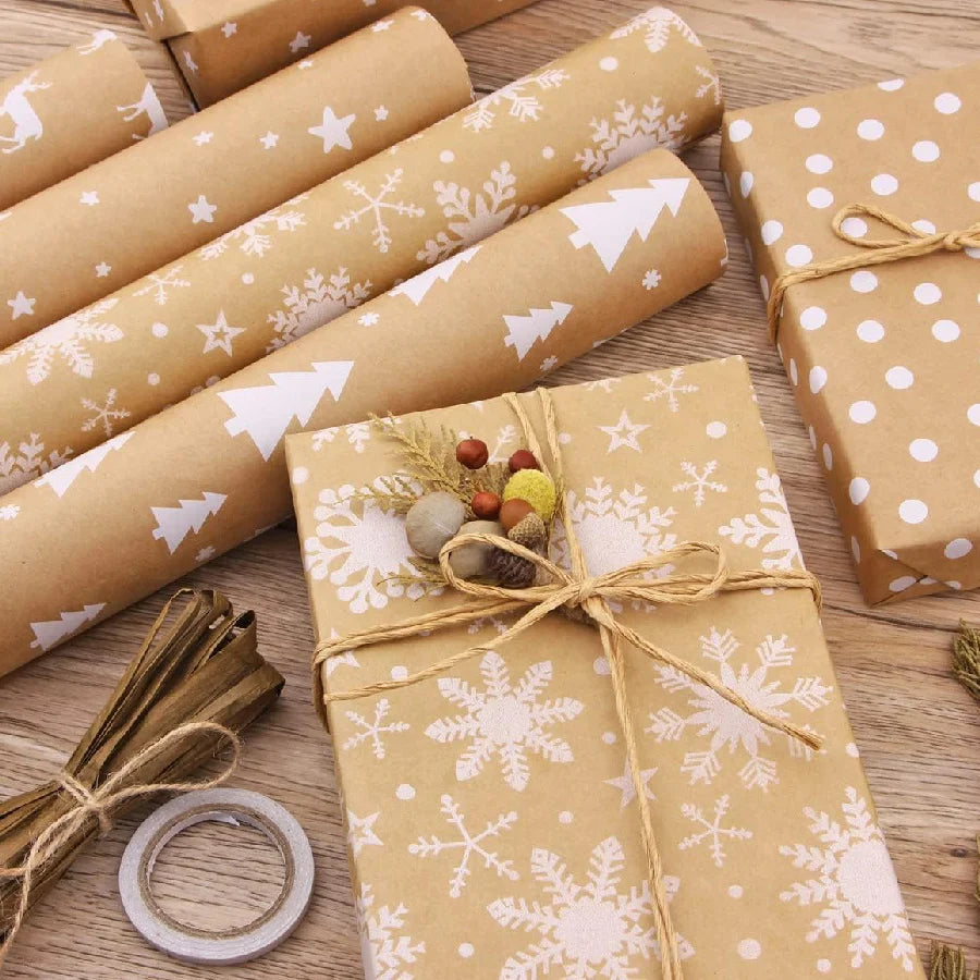 Christmas Gift Wrapping Paper Roll β Snowflake & Tree Pattern (16.9" Γ 590") Eco-Friendly Holiday Packaging for Presents (2025 Edition)