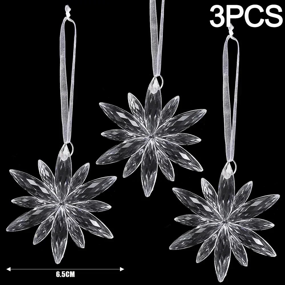 2/12-Piece Acrylic Snowflake & Icicle Ornaments – Crystal Clear Christmas Tree Pendants for Holiday & Winter Party Décor (2025 Edition)