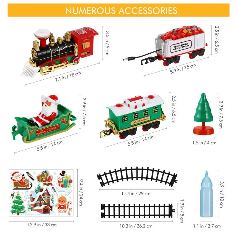 Electric Christmas Train Set – Steam Engine Toy with Sound, Lights & Railway Tracks for Kids’ Gifts & Tree Decorations (2025 Edition)