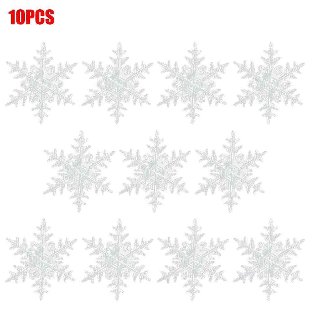 10-Piece Acrylic Snowflake Pendants – Transparent Crystal Ornaments for Christmas Tree & New Year Home Décor (2025 Edition)