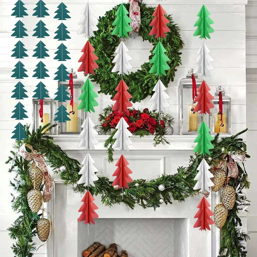 3D Christmas Tree Paper Garland – Eco-Friendly Hanging Decoration for Holiday Atmosphere & Indoor Styling (2025 Edition)